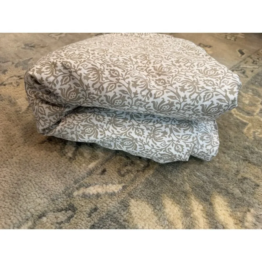 BOLL & BRANCH Signature Hemmed DUVET 3 Piece SET White Oak Floral Queen NEW $379